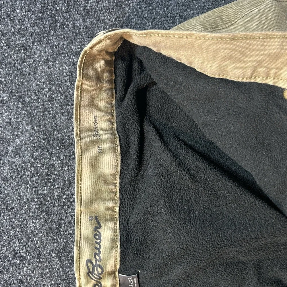 Eddie Bauer Mens Fleece Lined Canvas Pants 33x32 Straight Fit Khaki Tan Winter